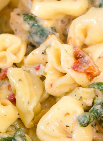 Flavored with sweet-tart sun-dried tomatoes, this Instant Pot creamy chicken tortellini takes minutes to make and is bursting with flavor. Concentrated flavors of oil-packed sun-dried tomatoes along with cheese give this weeknight meal that addicting taste of comfort food. Easy, quick and irresistibly delicious weeknight pasta for the whole family to enjoy! #busycooks #InstantPotrecipes #weeknightmeals #InstantPotPasta