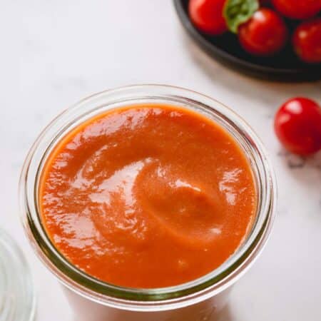 a jar of cherry tomato sauce