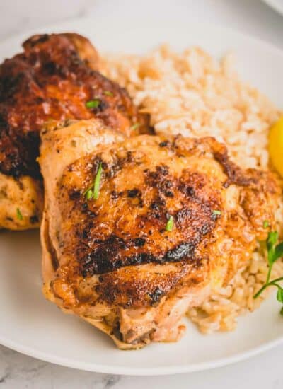 chicken thighs with rice.
