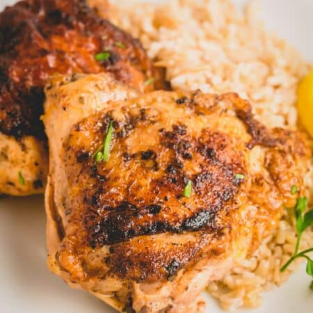 chicken thighs with rice.